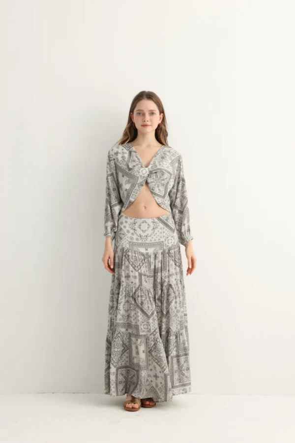 bandana print maxi skirt set
