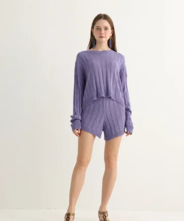 Haven & Drift Lavender Knit Two-Piece Loungewear Set - Cozy Summer Beach Cover-Up