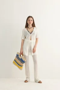 Open-Knit Beach Set with Flare Pants - Image 4