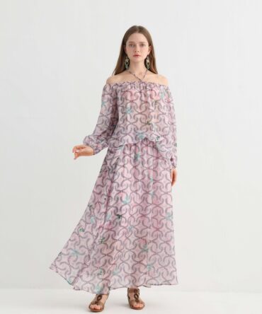 Original Design Off-Shoulder Floral Resort Maxi Dress forWomen - Lightweight Bohemian Style, Elegant Beach,Travel & Vacation Wear Essential