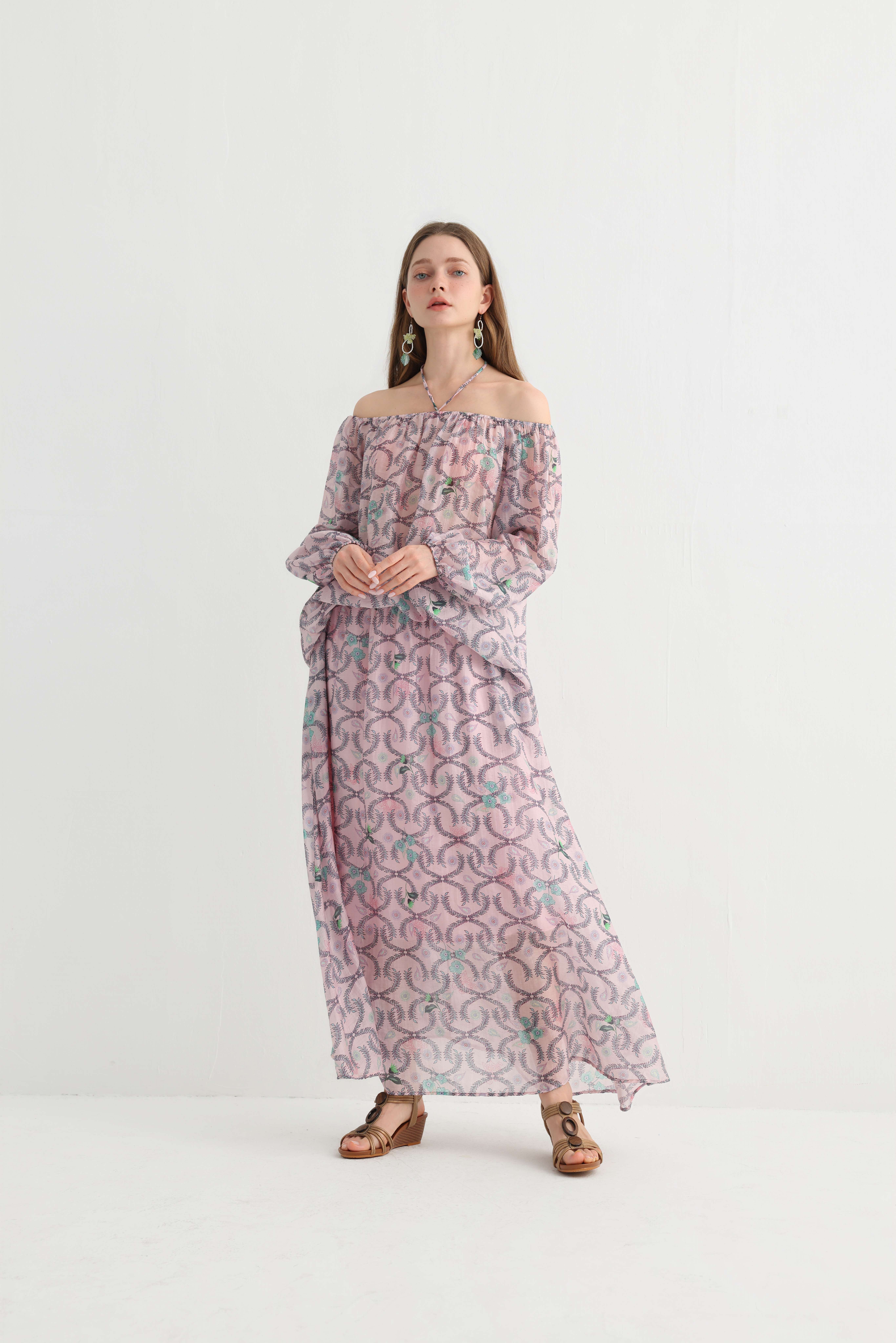 Original Design Off-Shoulder Floral Resort Maxi Dress forWomen - Lightweight Bohemian Style, Elegant Beach,Travel & Vacation Wear Essential - Image 6