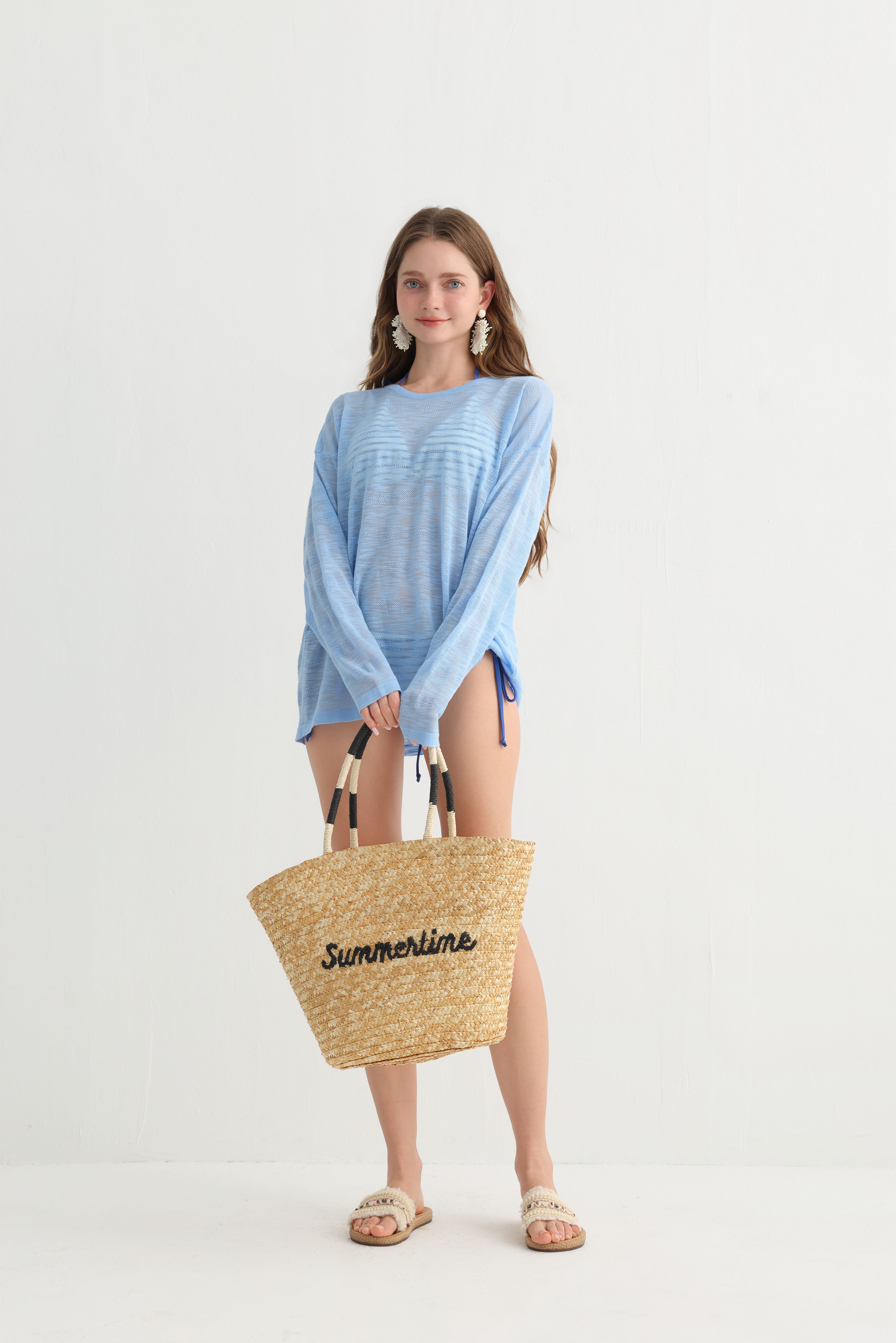 Original Design Sheer Knit Beach Cover Up WomenCasual Loose Cardigan Vacation Summer Comfort Outerwear - Image 6