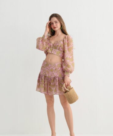 Original Design Women's Pink Bohemian Printed Two-Piece Set - Vacation First Choice Resort Casual Wear