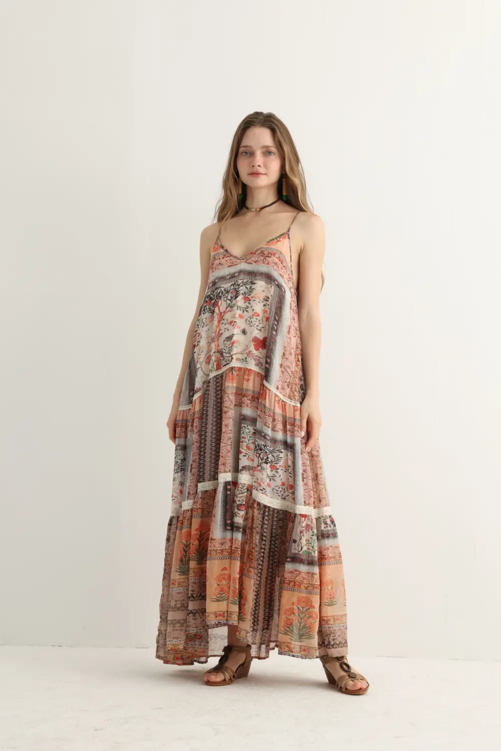 Haven & Drift Women's Boho Floral Print Vacation Dress - Flowy Tiered Maxi Dress - Image 9