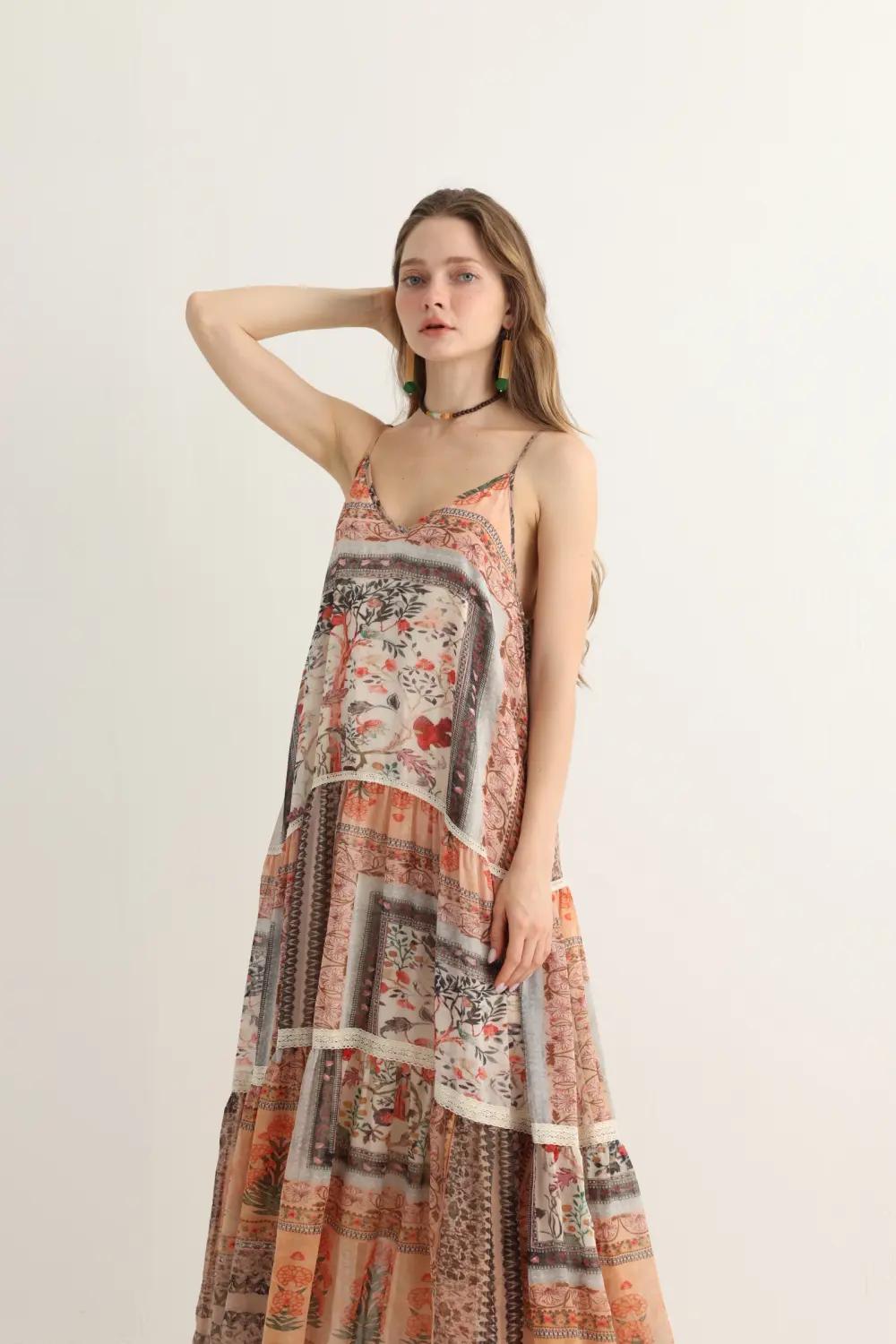 Haven & Drift Women's Boho Floral Print Vacation Dress - Flowy Tiered Maxi Dress - Image 4