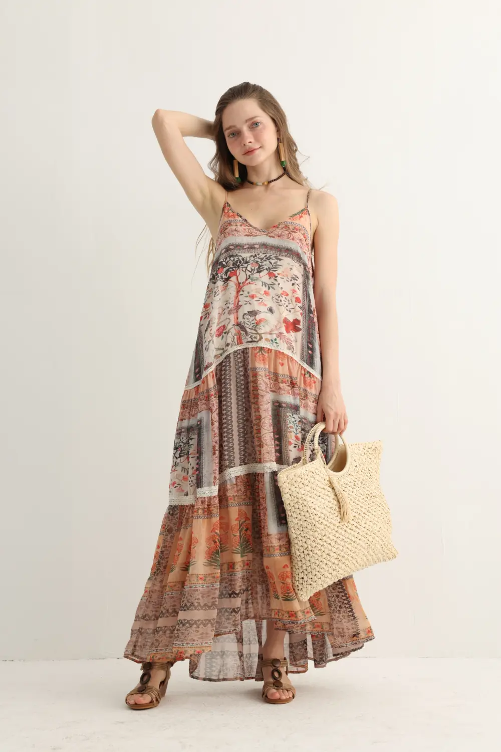 Haven & Drift Women's Boho Floral Print Vacation Dress - Flowy Tiered Maxi Dress - Image 3