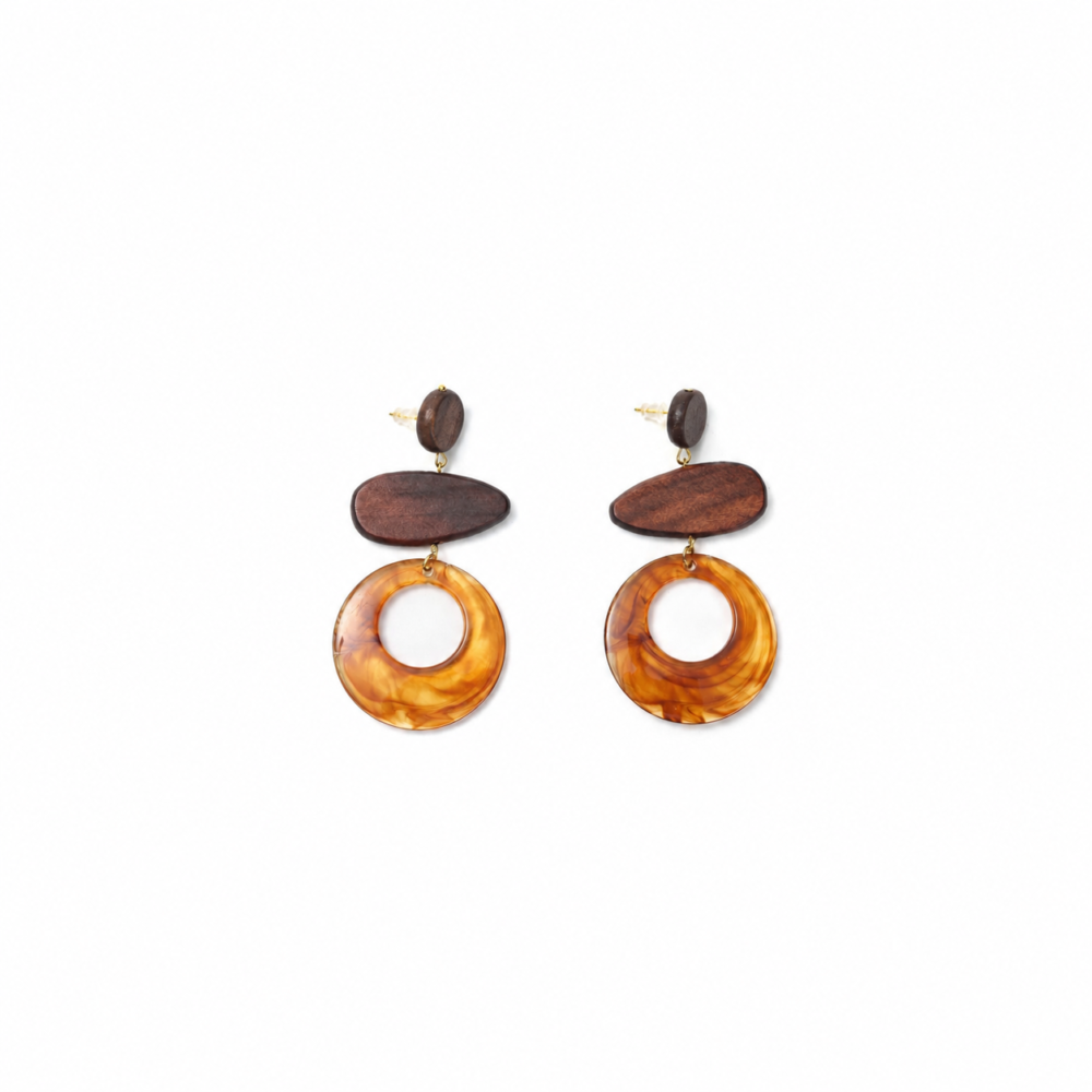 Boho Wood & Resin Drop Earrings | Resort Vacation Jewelry