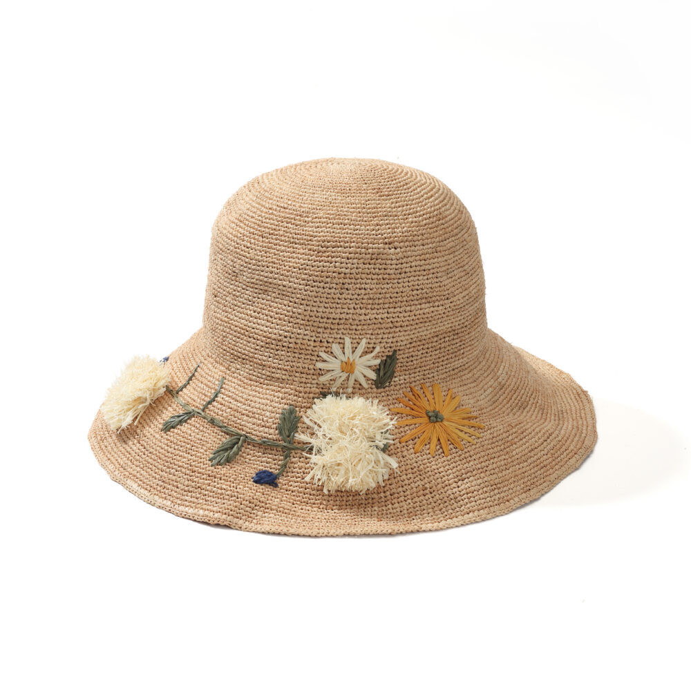 Boho Hand‑Embroidered Floral Straw Sun Hat