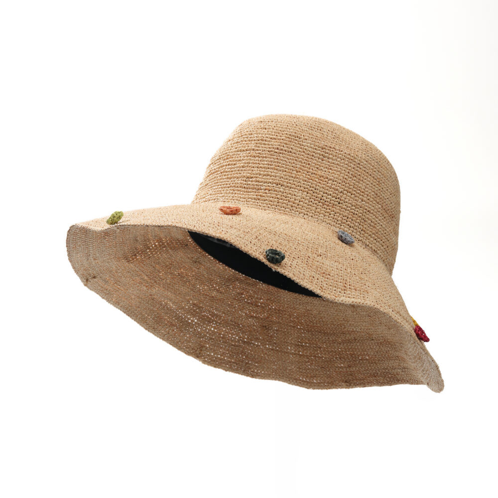 Natural Woven Wide Brim Color Accent Sun Hat