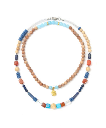 New Blue-Brown Color-Block Handmade Beaded Necklace, Women's Summer Vacation Versatile Choker, Retro Niche Ethnic Accessory.