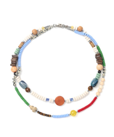 Vintage Handmade Layered Beaded Necklace, Colorful Beads Mixed Wood Coral Main Bead, Literary Fresh Versatile Vacation Choker.