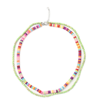 Vitality Dopamine Handmade Beaded Necklace, Thin Beads & Square Beads Layered, Summer Energetic Age-Reducing Versatile Choker.