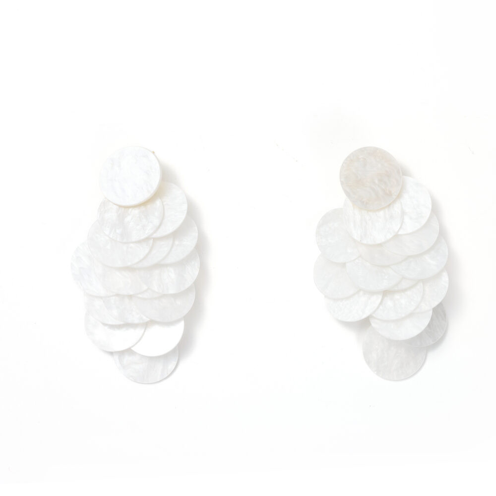 Ivory Layered Shell Disc Drop Earrings