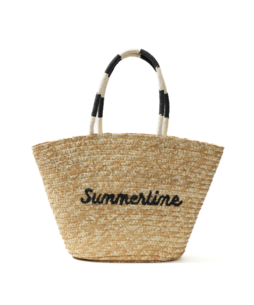 New Letter Embroidered Straw Tote, Women's Summer Vacation Large Capacity Shoulder Handbag, Black & White Color-Block Handle Versatile Beach Bag.