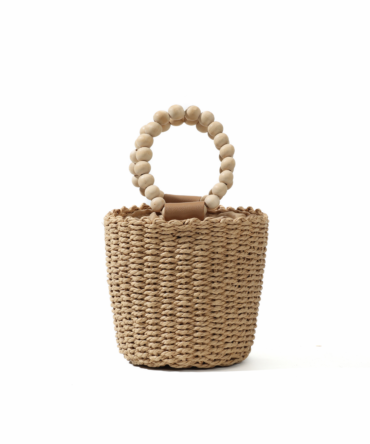 Handwoven Round Handle Mini Bucket Bag, Rattan/Straw Texture Retro Vacation Style, Summer Shopping Travel Versatile Mini Handbag.