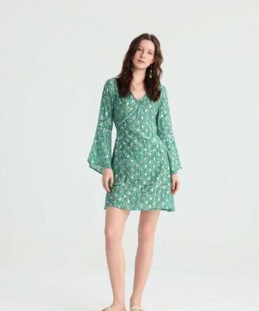 Sage Paisley Mini Dress front view