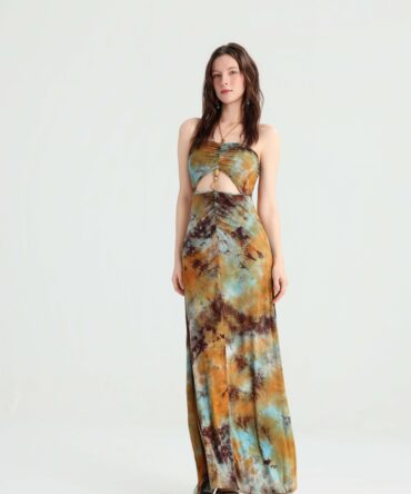 Stunning Slimming Tie-Dye Strapless Maxi! Gold Bead Detail Elegance Perfection, Island Vacation Photo Atmosphere Goddess Dress, Summer Outfit Must-Have.