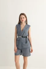Blue Vest and Shorts Set - Image 2