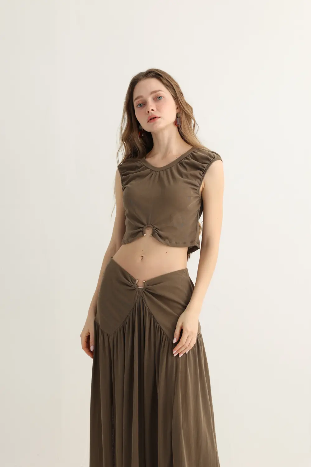 Earthy-Brown-O-Ring-Boho-Maxi-Set-06-1.webp Earthy Brown Maxi Skirt Set with O-Ring Details - Image 1