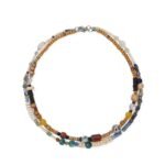 Handmade boho layered necklace, natural stone & wood, adjustable Materials: natural stone, wood, alloy - Image 2