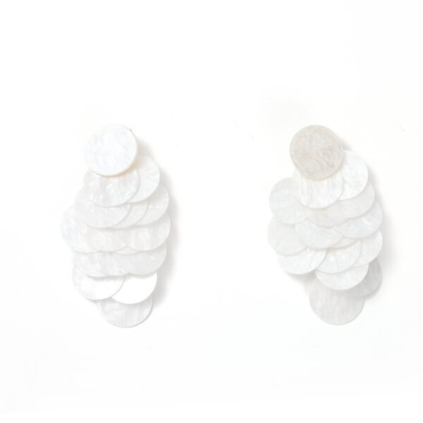 Minimalist Premium White Layered Disc Earrings, Fresh Clean Versatile Elegant Accessory, Summer Daily Commute Vacation Dual-Use.