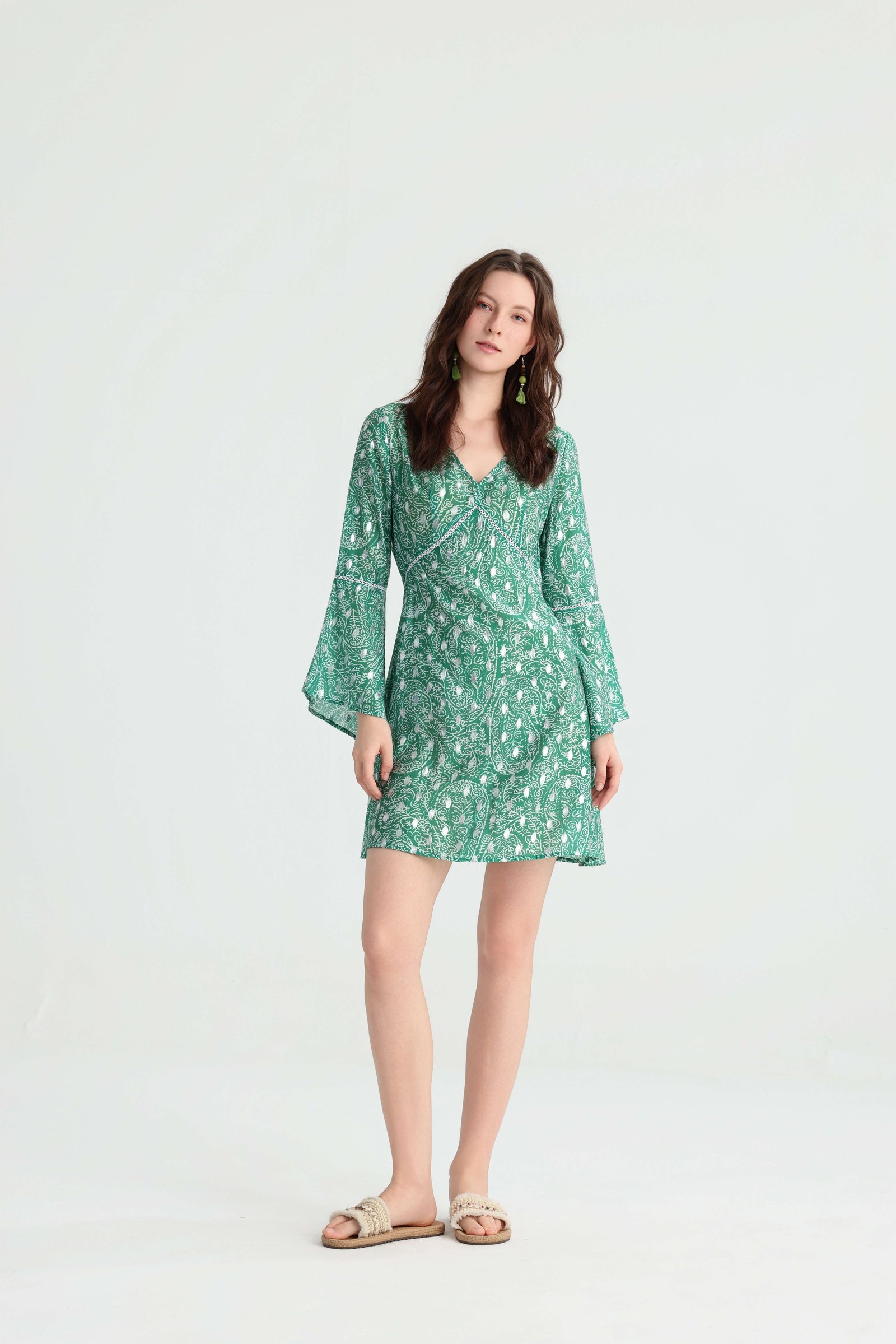 FT625772.jpg Sage Paisley Mini Dress - Image 1