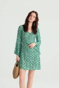 Sage Paisley Mini Dress - Image 6