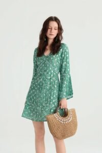 Sage Paisley Mini Dress - Image 5