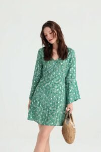 Sage Paisley Mini Dress - Image 2