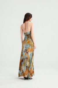 Tie-Dye Strapless Maxi Dress with Gold Beads - Image 2