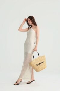Off-White Knit Maxi Dress with Halter Neck - Image 5