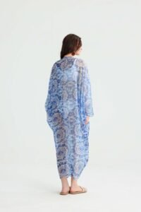Blue Mandala Beach Kimono Cover-Up - Image 3
