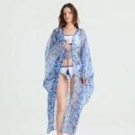 Blue Mandala Beach Kimono Cover-Up