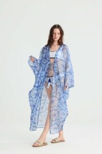 Blue Mandala Beach Kimono Cover-Up - Image 5