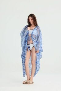 Blue Mandala Beach Kimono Cover-Up - Image 6