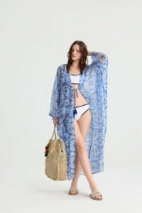 Blue Mandala Beach Kimono Cover-Up - Image 8