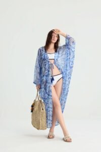 Blue Mandala Beach Kimono Cover-Up - Image 9