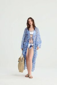 Blue Mandala Beach Kimono Cover-Up - Image 10