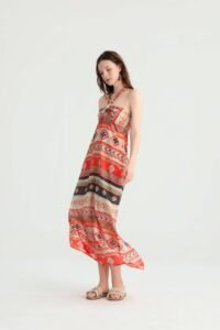 Geometric Print Halter Maxi Dress - Image 3