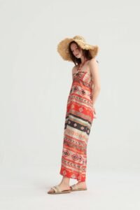 Geometric Print Halter Maxi Dress - Image 7
