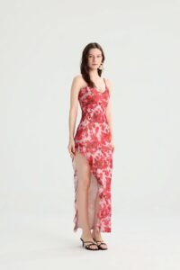 Red Rose Print Maxi Dress with Spaghetti Straps - Image 7