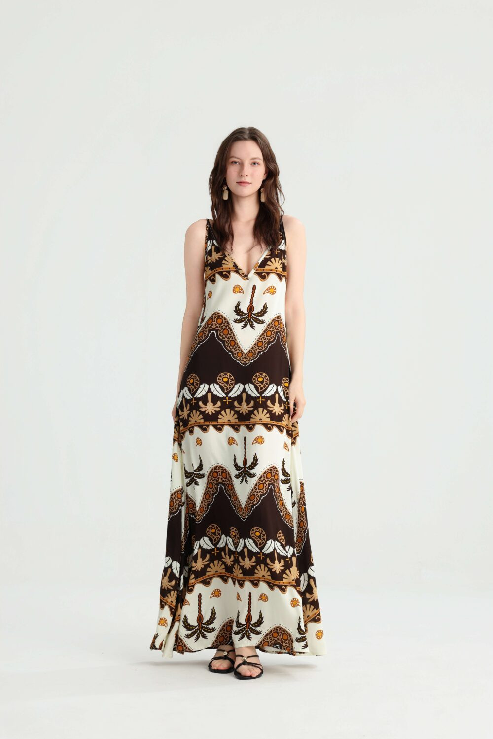 Vintage Bohemian Maxi Dress | Adjustable Straps Open‑Back A‑Line