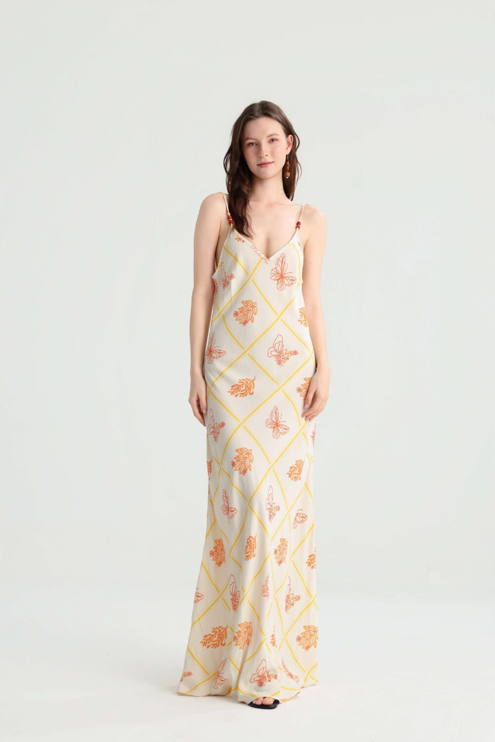 Butterfly Print Open‑Back Mermaid Vacation Slip Dress