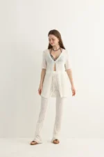 Open-Knit Beach Set with Flare Pants - Image 2