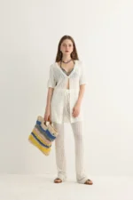 Open-Knit Beach Set with Flare Pants - Image 4