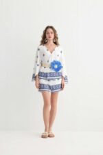 Embroidered V-Neck Boho Romper