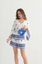 Embroidered V-Neck Boho Romper - Image 6