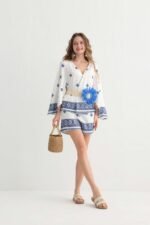 Embroidered V-Neck Boho Romper - Image 5