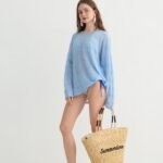 Original Design Sheer Knit Beach Cover Up WomenCasual Loose Cardigan Vacation Summer Comfort Outerwear