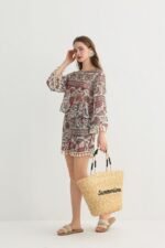 Bohemian Print Tunic Top with Tassel Trim - Image 4